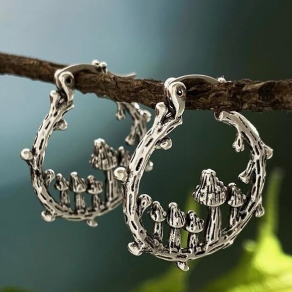 Anthropologie Jewelry - Anthro Mushroom 🍄 Hoops Earrings